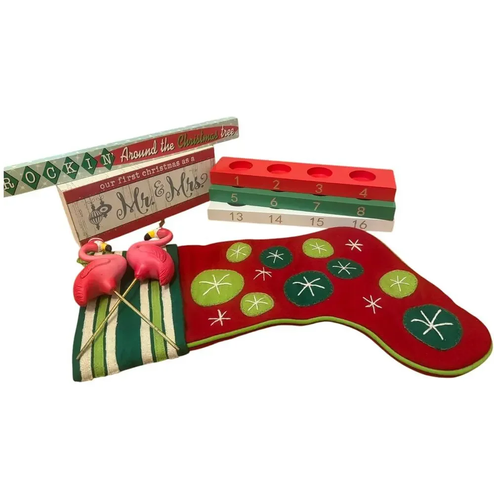 Funky, Vintage MCM Inspired Holiday Home Décor Lot - Signs, Pillows, & More!